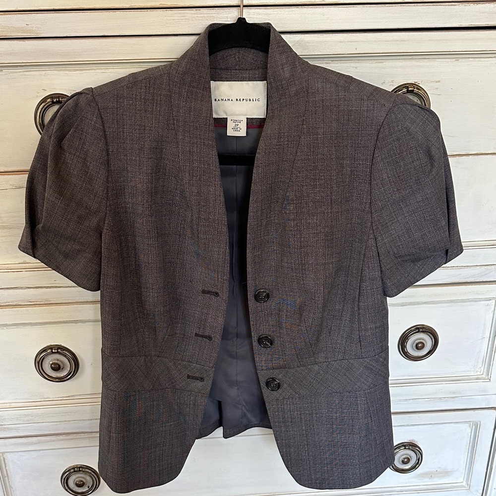 Banana Republic Short Sleeve Gray Women's Blazer